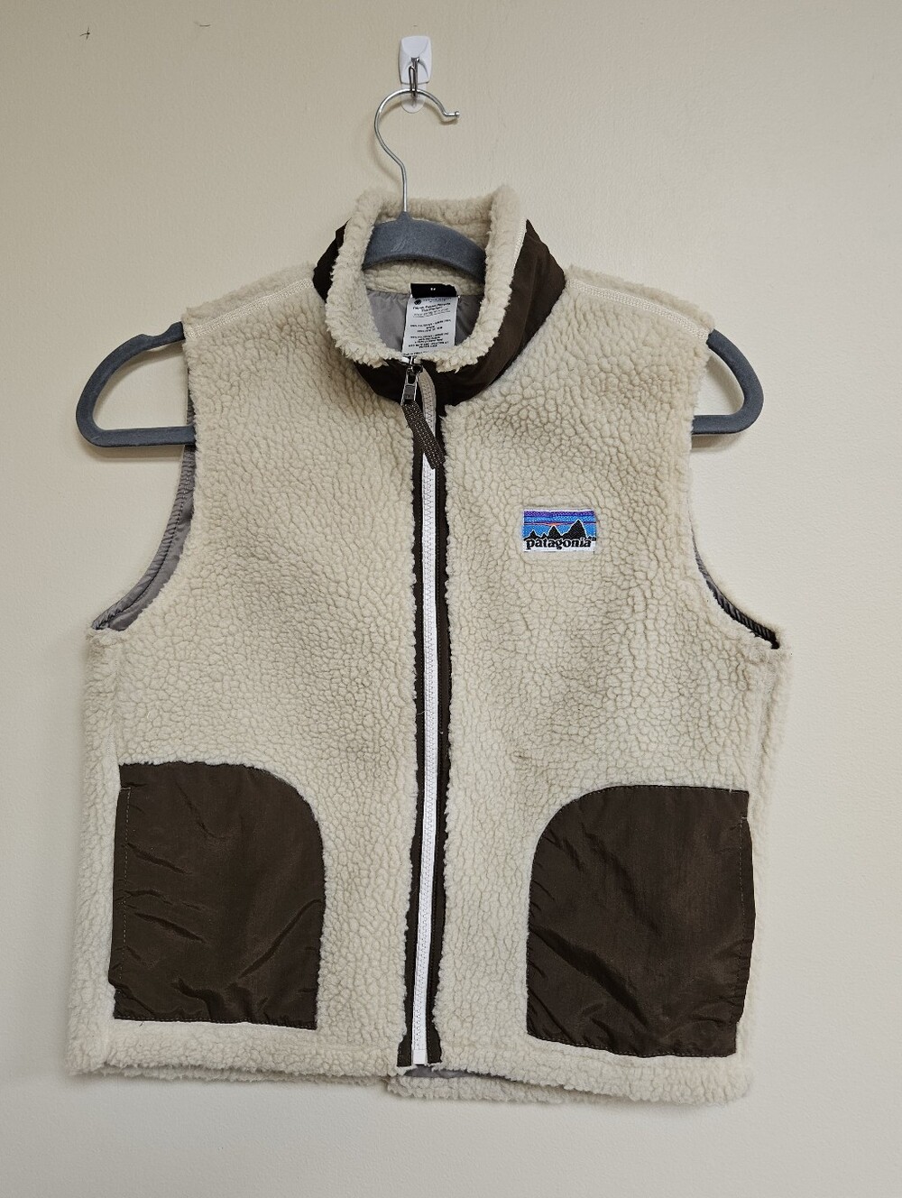 Patagonia Kids' M (10) Retro-X Vest Beige/Brown Color Unisex Boy Girl Sherpa